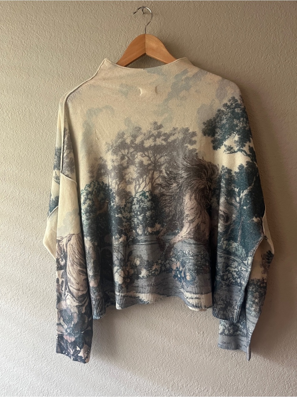 Pilcro The Alani Cashmere Mock Neck Sweater Victorian Art Deco Print XL - Picture 7 of 11